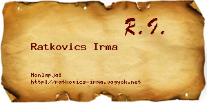Ratkovics Irma névjegykártya